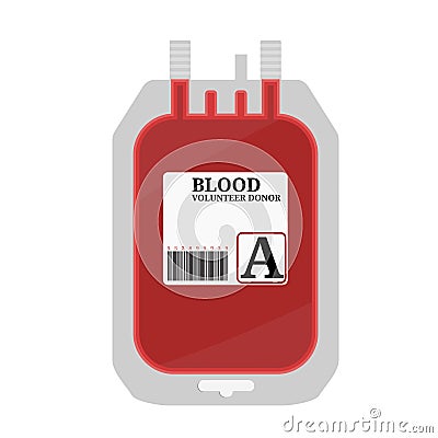 Blood bag with label and text whole blood isolated on white background Stock Photo