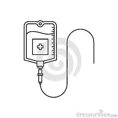 Blood bag outline icon. Stock Photo