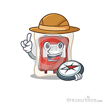 Blood bag stylized Explorer having a compass Vector Illustration