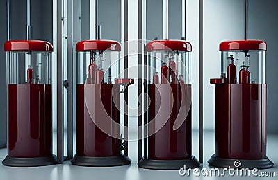 blood bank with blood bottles concept donate blood Stock Photo