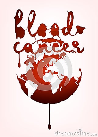 Blood cancer lettering Vector Illustration