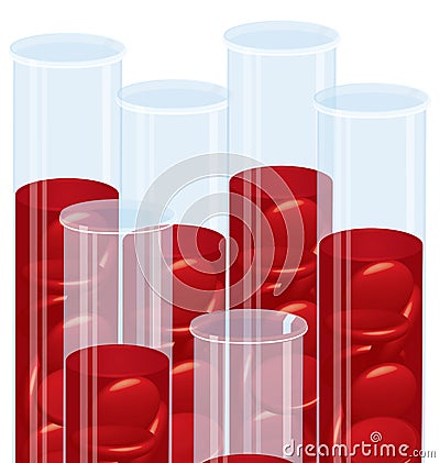 Blood cell many test tubes Cartoon Illustration