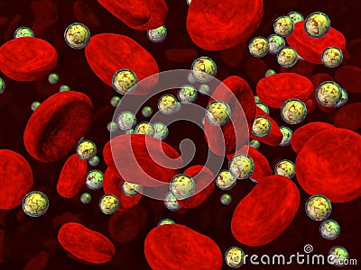 Blood cells with droplets Cartoon Illustration