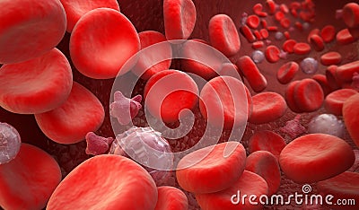 Blood Cells : erythrocyte, thrombocyte, leukocyte Stock Photo