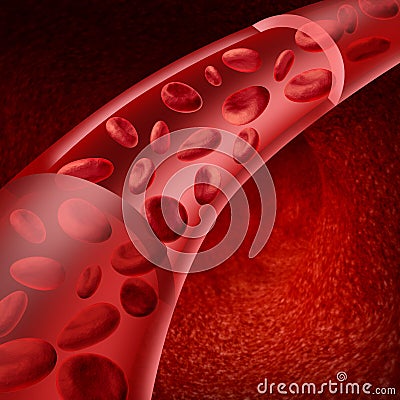 Blood cells flowing Stock Photo