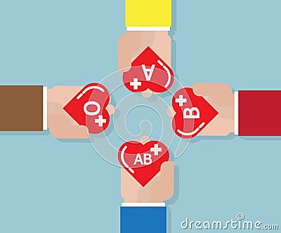 Blood donate, donation concept with heart shape in human hand Vector Illustration