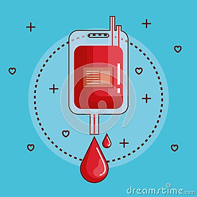 Blood donation bag hanging Vector Illustration