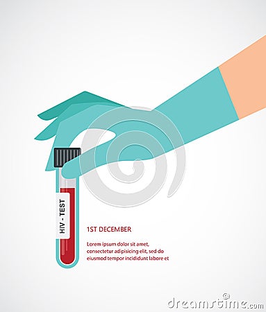 A blood donation bag with tube shaped as a AIDS Vector Illustration