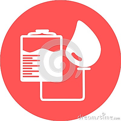 A blood donation bag with tube shaped as a heart. EPS10 vector format. web site design, icon, logo, app, UI. Vector illustration. Vector Illustration