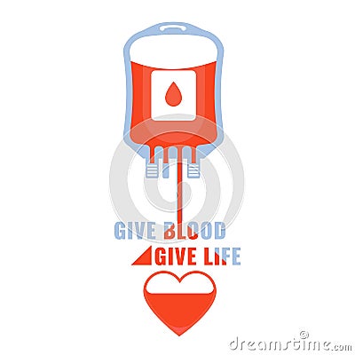 Blood donation, give blood, safe life and charity concept. Vector Vector Illustration