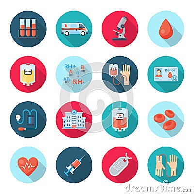 Blood donation icon set Vector Illustration