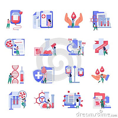 Blood Donation Icons Set Cartoon Illustration