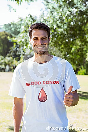 Blood donor showing thumbs up Stock Photo