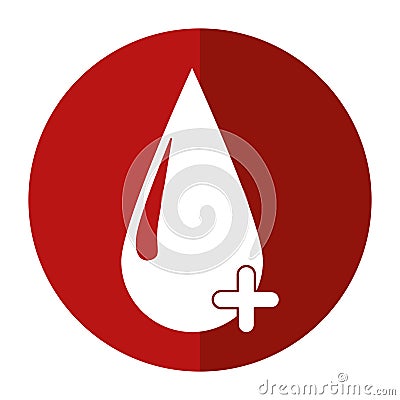 Blood drop donate donor cross shadow Vector Illustration