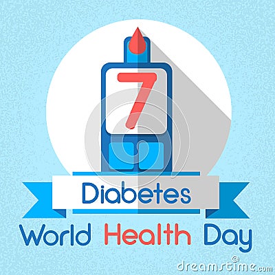 Blood Drop From Glucose Level Glucometer Diabetes World Health Day Vector Illustration