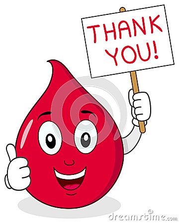 Blood Drop Holding Blood Donor Sign Vector Illustration