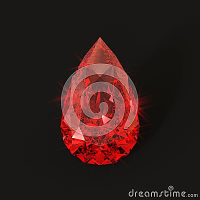 Blood drop shaped ruby Stock Photo