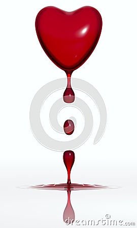 Blood dropping heart Stock Photo