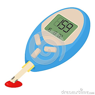 Blood glucose measuring device icon, cartoon style Vector Illustration
