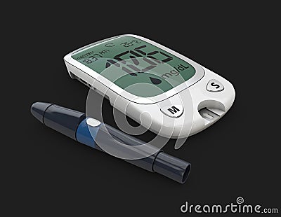 Blood Glucose Mete, Glucometer. 3d Illustration black Stock Photo