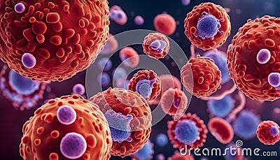 Blood infection with bacteria and virus cells Stock Photo