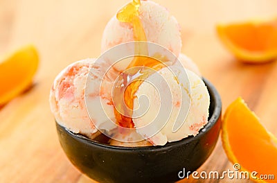 Blood orange frozen yogurt ice cream Stock Photo