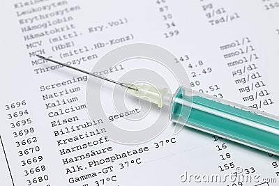 Blood picture and syringe Stock Photo