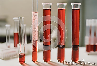 Blood plasma in test tubes for plasmalifting Stock Photo