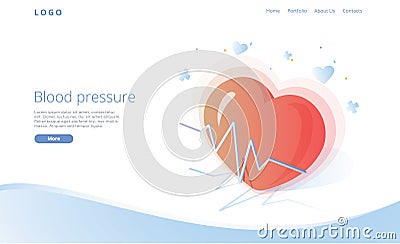 Blood pressure concept in isometric vector illustration. Arterial pressure measuring or check machine. Medical website Vector Illustration