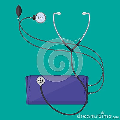 Blood pressure measuring with phonendoscope Vector Illustration