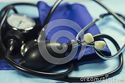 Blood pressure meter medical equipment, Mechanical Tonometer Stock Photo