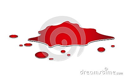 Blood puddle, murder place, drop, blots, stain, red plash od blood. Vector Illustration