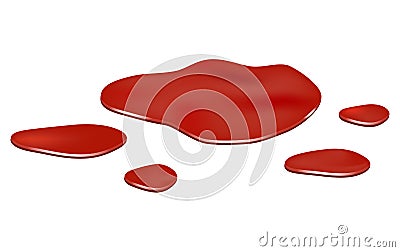 Blood puddle, red drop, blots, stain, plash od blood. Vector illustration isolated on white background. Vector Illustration