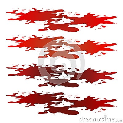 Blood puddle, red drop, blots, stain, plash od blood. Vector illustration on white background. Vector Illustration