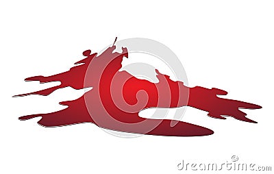 Blood puddle, red drop, blots, stain, plash od blood. Vector illustration on white background. Vector Illustration