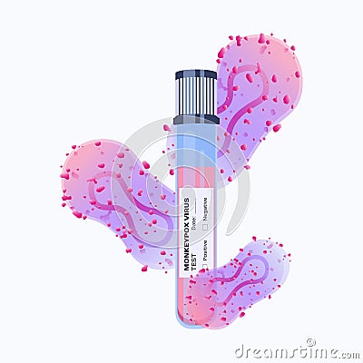 Blood sample tube for Monkeypox virus test Vector Illustration