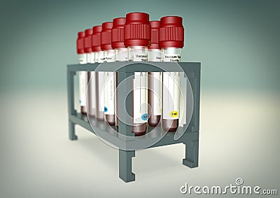 Blood sample viles in a multiple holder stand Stock Photo