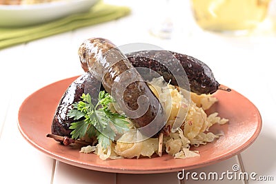 Blood sausage and white pudding Stock Photo