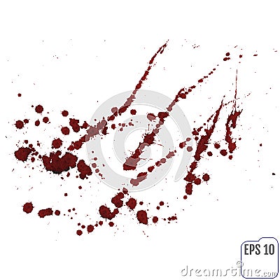 Blood splatter or stain splashed with red ink isolated on white Vector Illustration