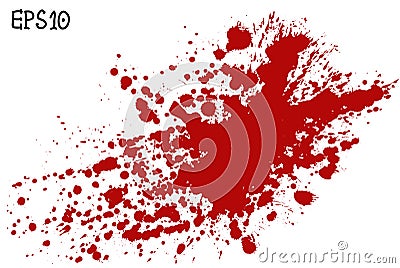 Blood splatter, vector illustration. Red splash on white background. Vector Illustration