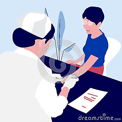 Blood sugar level monitoring with glucose meter. Vector Illustration