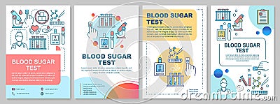 Blood sugar test brochure template layout. Glucose level control. Flyer, booklet, leaflet print design, linear Vector Illustration