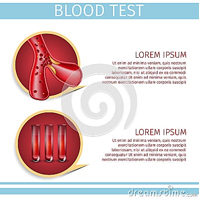 Blood Test Assay Square Hematology Medical Banner Vector Illustration