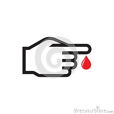 Blood test - icon on white background vector illustration for website, mobile application, presentation, infographic. Human hand Vector Illustration