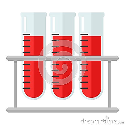 Blood Test Vials Flat Icon Isolated on White Vector Illustration