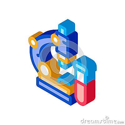 Blood tests under microscope isometric icon vector illustration Vector Illustration
