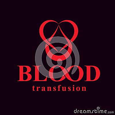Blood transfusion inscription isolated on white and made using v Vector Illustration