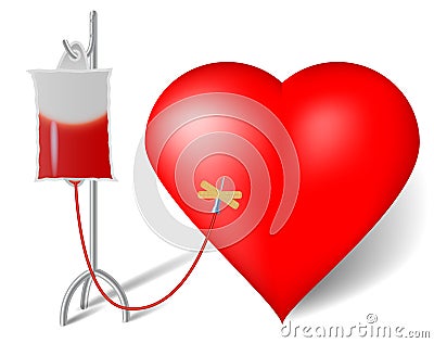 Blood transfusion to heart Vector Illustration