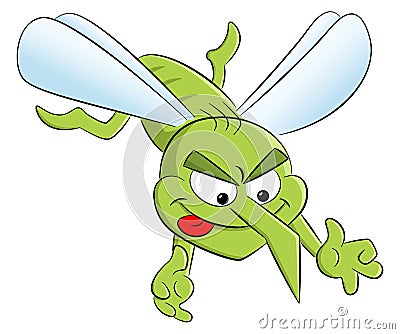 Bloodthirsty cartoon mosquito Vector Illustration