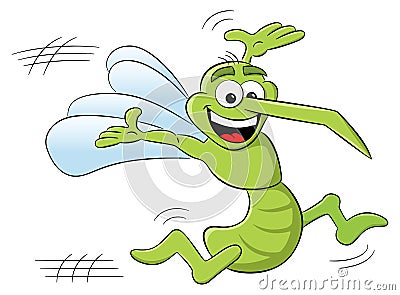 Bloodthirsty cartoon mosquito Vector Illustration